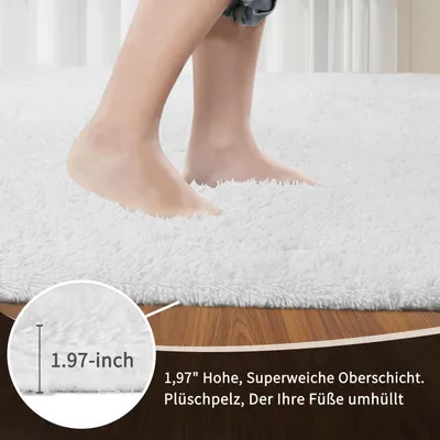 Produktbild von Hochflor Teppich Wohnzimmer 140x200 cm Weiß