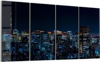 Produktbild von DEQORI Glasbild Echtglas 4x30x60 cm 'Tokio bei Nacht' Wandbilder XXL groß