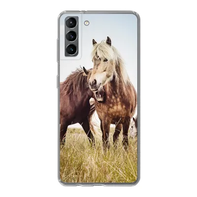 Produktbild von MuchoWow® Handyhülle Schutzhülle Hülle für Samsung Galaxy S21 Plus Pferde - Gras - Frühling Silikon Softcase Handy Hülle - Handy-Tasche
