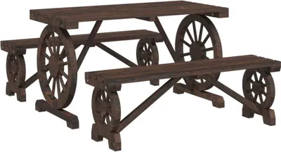 Image de Ensemble à manger de jardin 3 pcs bois de sapin massif