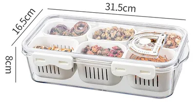 Produktbild von 6-Fach Aufbewahrungsbox 2er Set, Frischhaltebox Kühlschrank mit Deckel, Lebensmittel Organizer, stapelbar, BPA-frei, für Meal Prep
