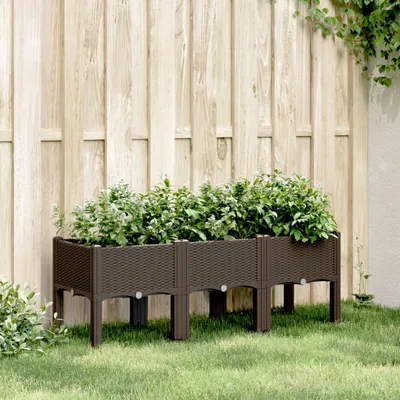 Obrázek produktu pro Truhlík na květináče s nožičkami hnědý 120x40x42 cm PP