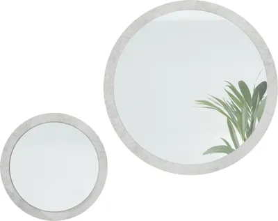 Produktbild von Vladon Spiegel Globe Set 50 und 80 cm,  Germany, 2 dekorative runde Wandspiegel für Flur und Wohnzimmer mit MDF-Rahmen in Beton Oxid Optik