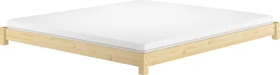 Produktbild von Niedriges Bodenbett Ehebett Vollholzbett in Kingsize 200x200 Kiefer massiv V-60.51-20Rollrost und Matratze inkl.