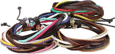 Produktbild von Uni Punk Modeschmuck Charm Kunstleder Armband geflochtenes Seil Armreif