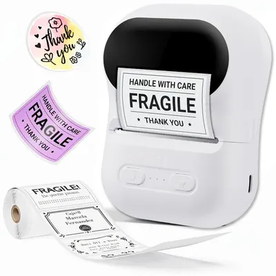 Image de Imprimante thermique Bluetooth portable ZELURXX 58 mm, sans fil, portable, pour smartphone, rechargeable, QR, télétravail, entrepôt, bricolage