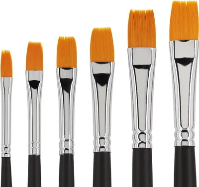 Produktbild von VBS Flachpinsel Set 6 Stück 2 bis 5 cm für Malerei und Bastelprojekte