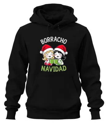 Obrázek produktu pro BORRACHO NAVIDAD funny Christmas Christmas Party Gift Part Uni mikina s kapucí, černá, S