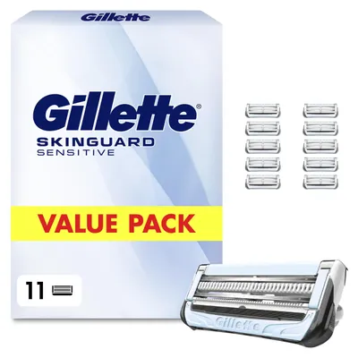 Produktbild von Gillette Skinguard Sensitive Rasierklingen, 11 Original Ersatzklingen, Weiß
