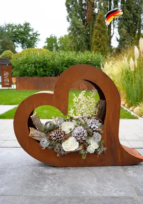 Produktbild von Badeko Herz Lydia B 100cm aus Edelrost zum Bepflanzen für Garten- und Wohnbereich