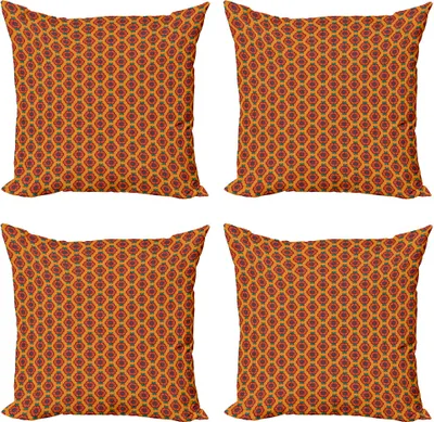 Produktbild von ABAKUHAUS Burnt orange Kissenbezug Set (4 Stück), Blooming Laub Blatt, Moderner Doppelseitiger Digitaldruck, 40 cm x 40 cm, Mehrfarbig