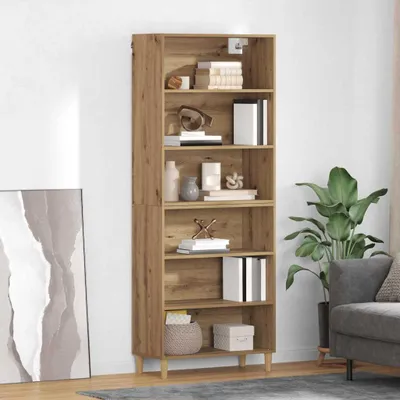 Image de vidaXL Highboard Chêne Artisan 69,5 x 32,5 x 180 cm Matériau dérivé du bois