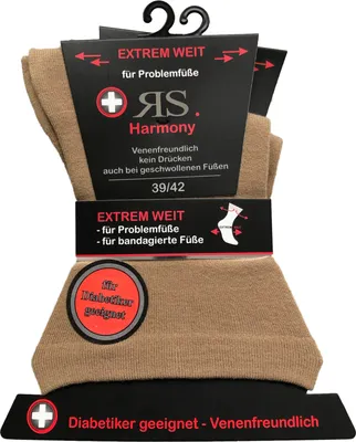Produktbild von RS Harmony 2er-Pack Strumpf extrem weit beige