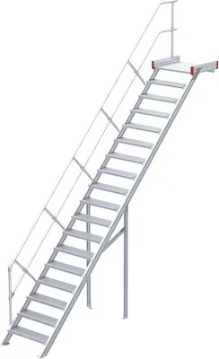 Produktbild von Euroline 511 Podesttreppe 45° 1000mm Stufenbreite 18 Stufen Alu gerieft