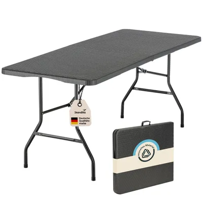 Produktbild von Skandika Klapptisch MASI | Gartentisch bis 200 kg belastbar, recyceltes HDPE-Material, Tisch klappbar, Stahlgestell, wetterfest, 180 cm, pflegeleicht