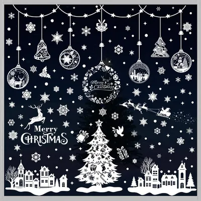 Produktbild von Fensteraufkleber Schneeflocken Weihnachtsdeko Fenstersticker - 244 Stück - PVC - Wiederverwendbar