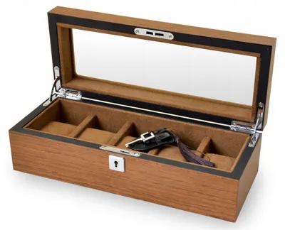 Produktbild von Premium Uhrenbox Display für 5 Uhren Holz Braun