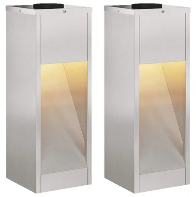 Image de vidaXL Lampes solaires LED pour allées, 2 pièces, acier inoxydable argenté