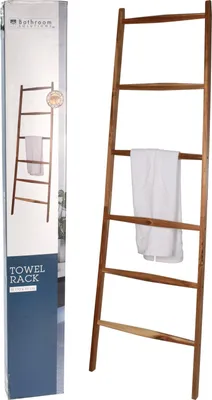 Immagine prodotto di Soluzioni per il bagno Portasciugamani a scaletta con 6 barre in legno natura