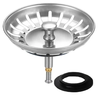 Produktbild von Abflusssieb Küchenspüle 82mm, Abflussstopfen mit Höhenverstellbar, Spülensieb für Abflussöffnungen 82 bis 84mm, Zwei Ersatz Dichtungen