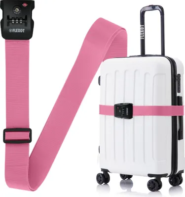Produktbild von Flexot® Koffergurt mit Zahlenschloss & TSA - Kofferband, Bänder für Reisekoffer, Befestigungsgurt für Reisekoffer, Gurt für Handgepäck und Trolleys