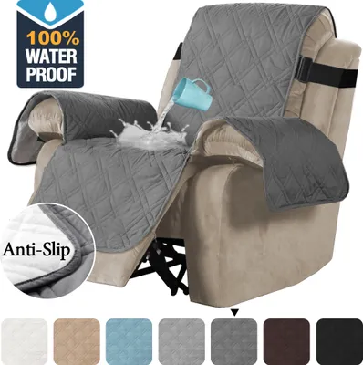 Produktbild von Sesselschoner, Lehnsofa-Schonbezug, wasserdichte 1 Sitzer Sesselschutz Sofaüberwurf, Fernsehsessel Schutzbezug Anti-Rutsch (M, Dunkelgrau)