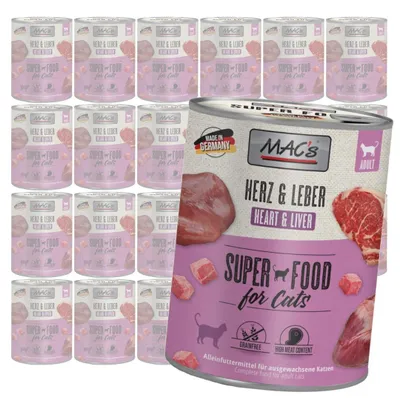 Produktbild von MAC's 24x800g getreidefreies Nassfutter für Katzen mit Rinderherz und -leber