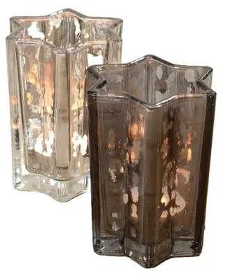 Produktbild von Windlicht Teelicht Glas lackiert grau/hell Stern H ca. 10 cm 2er Set