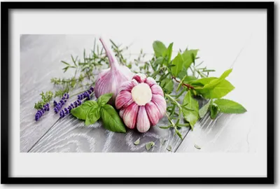 Produktbild von Bild 60x40 MDF-Rahmen Wandkunst Knoblauch Kräuter Küche