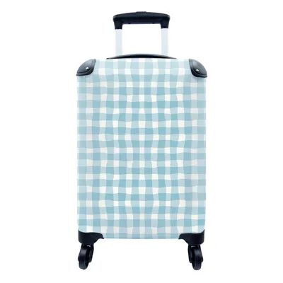 Produktbild von MuchoWow® Koffer Handgepäck Trolley Rollkoffer Kleine Reisekoffer mit 4 Rollen - Pastell - Blau - Muster - Cabin Size < 55x40x23 cm & 55x40x20 cm - Fotokoffer - Kabinenkoffer - Boardgepäck - Reise-Box - Reisekoffer - Reisegepäck - Koffer mit Bild - Trolley für Kinder
