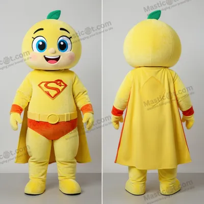 Image de Mascotte MASTICOT Super-héros en Jaune Citron