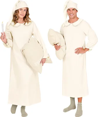 Image de Chemise de nuit avec bonnet de nuit - somnambule d'autrefois taille M/L