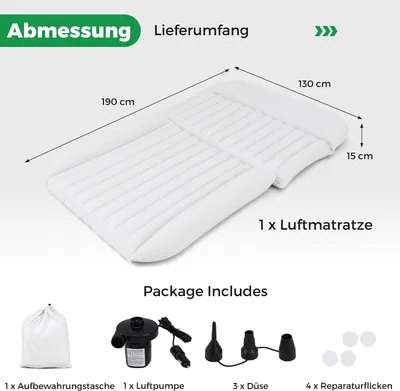 Immagine prodotto di Materasso ad aria SUV 190x130 cm, letto gonfiabile con pompa