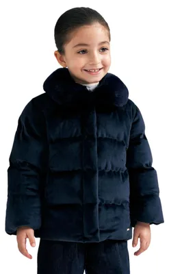 Produktbild von Mädchen-Daunenjacke Mayoral, gesteppt, mit Pelzkragen, marineblau 104