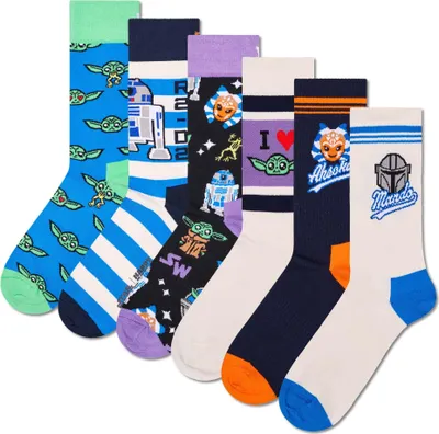 Produktbild von Happy Socks Herren Socken, 6er Pack - STAR WARS, Geschenkbox, Motivsocken Star Wars Gift Set Mandalorian 41-46