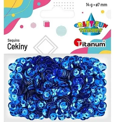 Obrázek produktu pro Kulaté metalické modré flitry, 7 mm, 14 g - Titanum