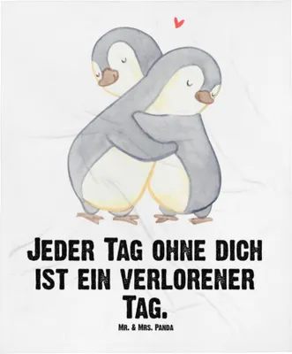 Produktbild von Mr. & Mrs. Panda Babydecke Pinguine Kuscheln - Weiß - Geschenk, für Frauen, Schlummerdecke, Erstlingsdecke, Jahrestag, Partner, Kinderdecke, Valentinstag, Hochzeitstag