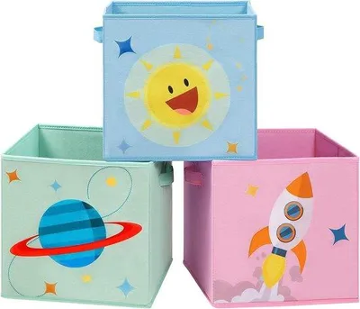 Immagine prodotto di Armadietto per bambini - 3 pezzi - Stoffach - Maniglia - Blu - Verde - Rosa - 30 x 30 x 30 cm