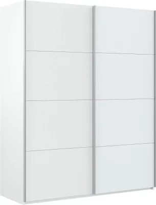 Produktbild von Garderobe Dmace, Schlafzimmer Kleiderschrank mit 2 Schiebetüren, Schrank mit Kleiderstange und 2 Einlegeböden, 150x60h200 cm, Weiß