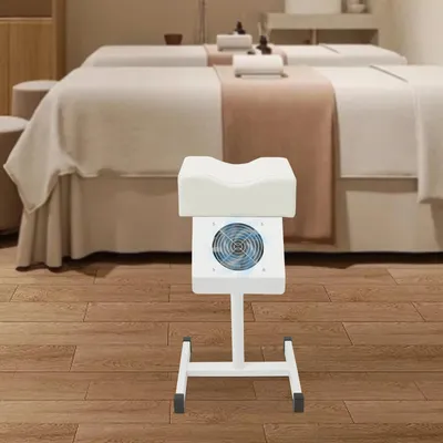 Zdjęcie produktu dla Stołek do pedicure – fotel do manicure z odsysaniem pyłu – regulacja wysokości – podnóżek – 22 W 220 V 95 m³/h – 2600 obr./min – wtyczka UE – biały