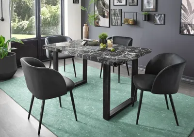 Produktbild von Esstisch >9220-23< in Marmor Schwarz, MDF - 160x75x90cm (BxHxT)