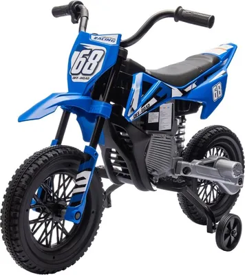 Image de Moto électrique Fortuna Lai pour enfants, moto 12 V pour enfants avec musique, véhicule pour enfants avec roues d'entraînement, 3-6 ans, bleu