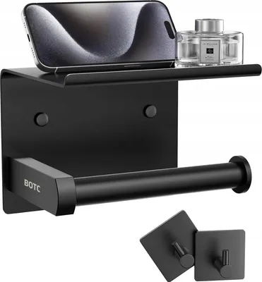 Produktbild von BOTC Toilettenpapierhalter mit Ablage, Schwarz, Edelstahl