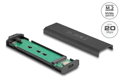 Produktbild von DeLOCK 42031, SSD-Gehäuse, M.2, PCI Express, SATA, 20 Gbit/s, USB Anschluss, Schwarz