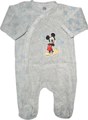 Produktbild von Disney Mickey Maus Baby Velours langarm Strampler Einteiler – Grau / 80