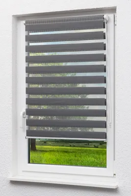 Produktbild von Doppelrollo mit Trägerprofil (B x H) 45cm x 150cm in grau/anthrazit , zum Klemmen und Schrauben