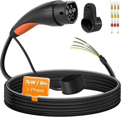 Zdjęcie produktu dla Kabel do ładowania typu 2, otwarty koniec - 7 kW / 1-fazowy / 32A / 8m - Kabel zastępczy do stacji ładowania - Elastyczne opcje ładowania