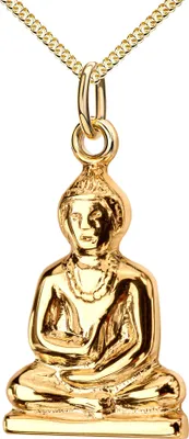 Produktbild von Anhänger Buddha 333 Gold  Goldanhänger für Damen Mit Kette 925 Silber vergoldet 70 cm