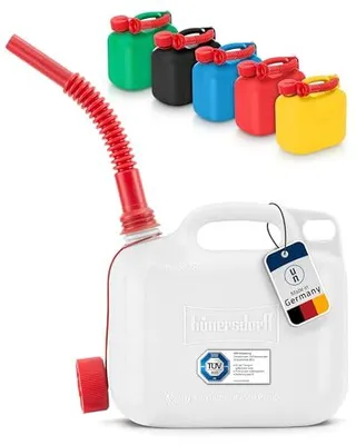 Obrázok produktu pre Kanister na palivo Hünersdorff STANDARD 5 l, HD-PE prírodný, so schválením UN a červeným príslušenstvom