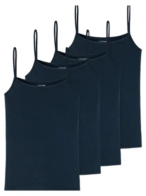Produktbild von SCHIESSER Damen Spaghettitop 4-Pack Uncover by SCHIESSER - dunkelblau - Größe XL